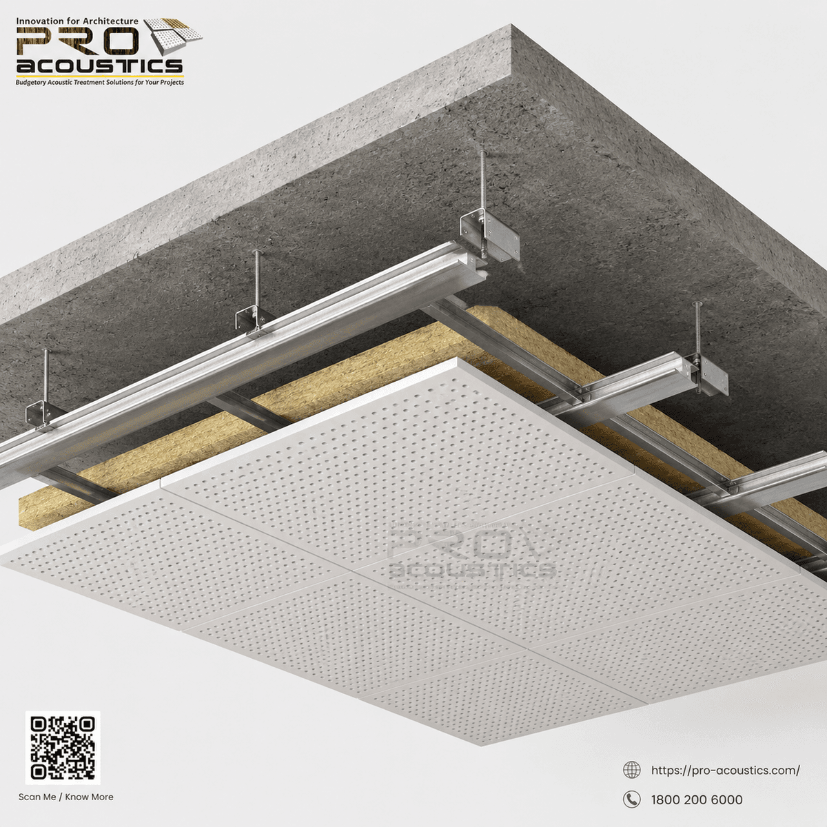 Perforated Plasterboard Ceiling System (Fire-Resistant)