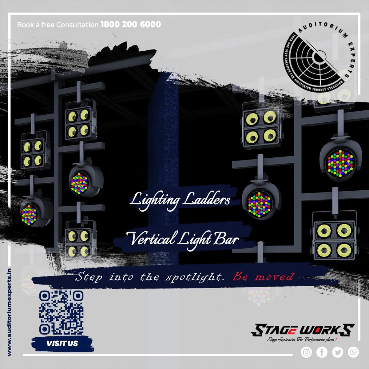 Modular Wired Fixed Heavy Duty Vertical Stage Lightning Bar System