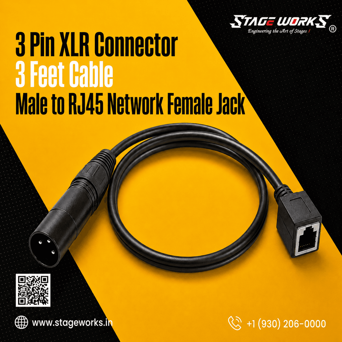 3-Pin XLR Male to RJ45 Female Adapter Cable