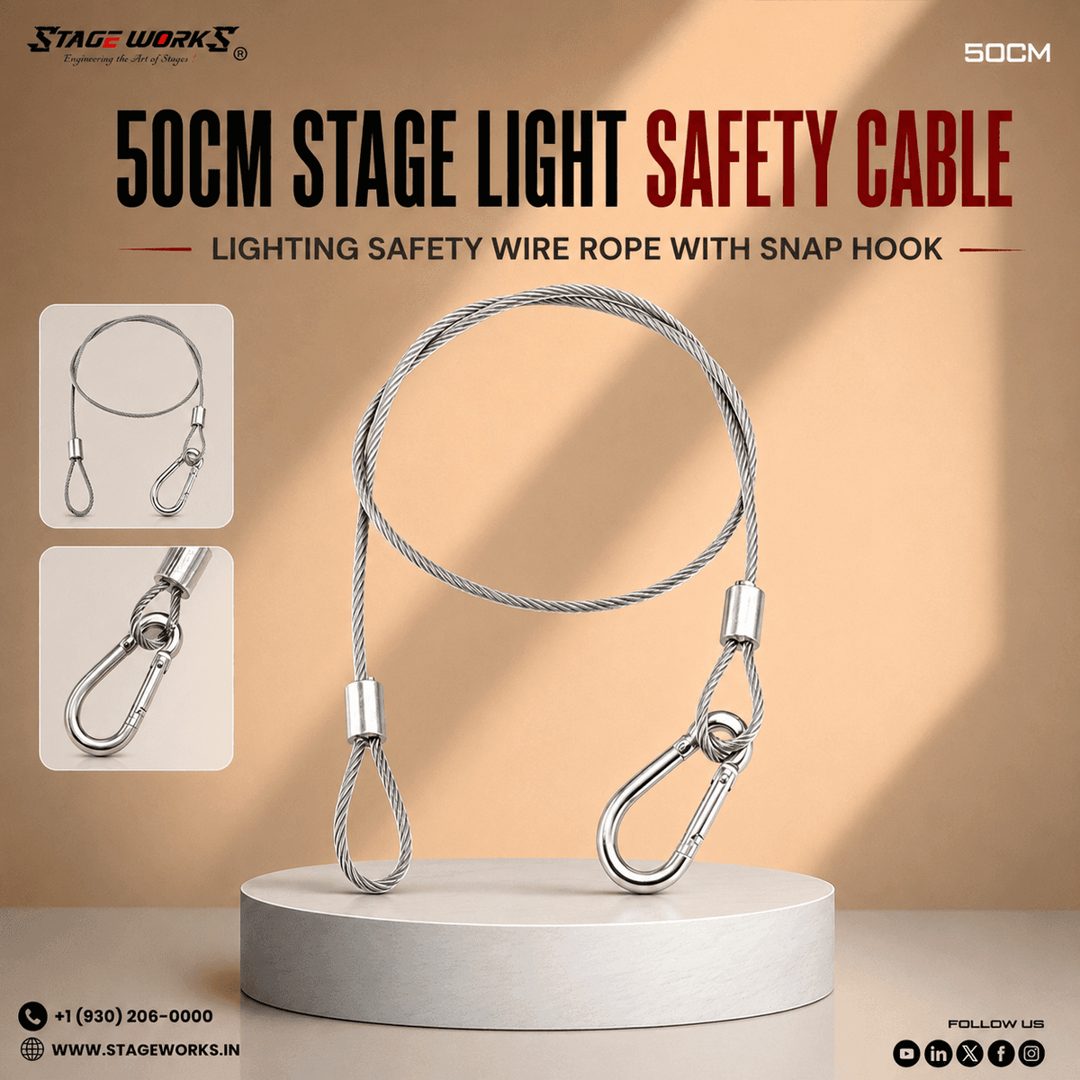 50cm Stage Light Safety Cable / Insurance Rope (SHIELD SHX)