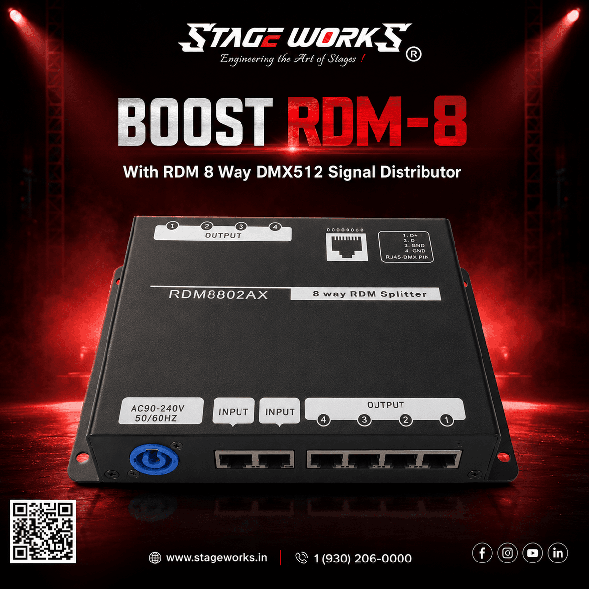 8-Way DMX512 Signal Distributor with RDM
