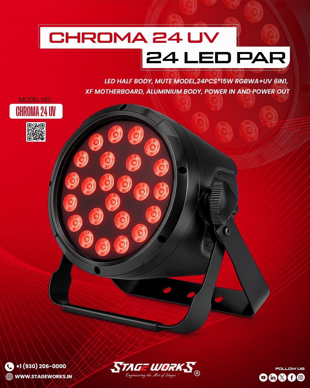 LED PAR Light 24x15W RGBWA+UV 6-in-1
