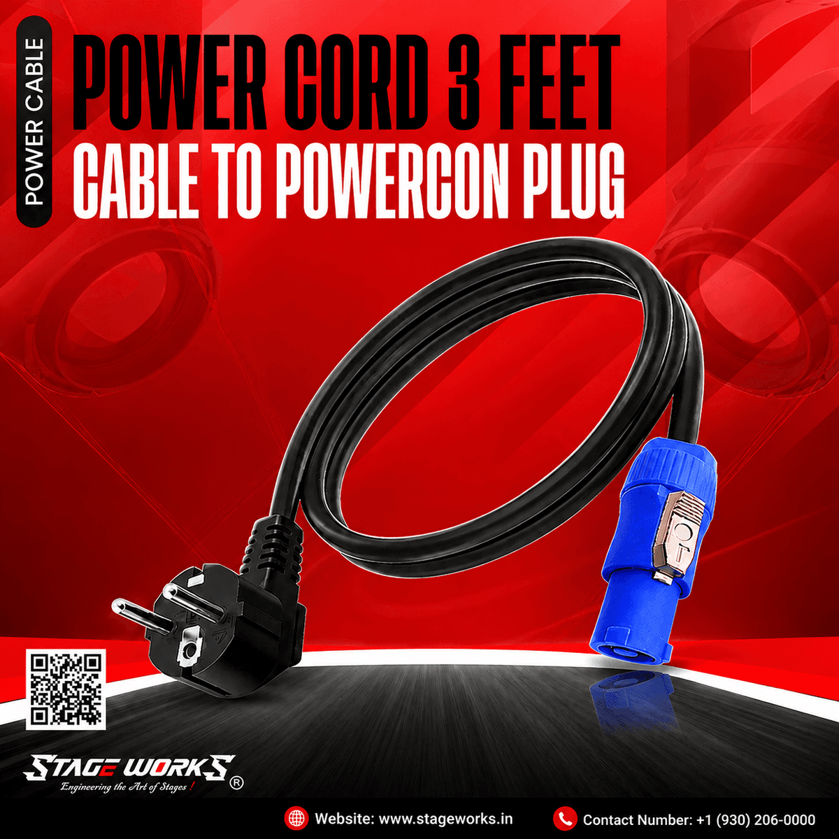 Power Cord to PowerCON Plug Cable