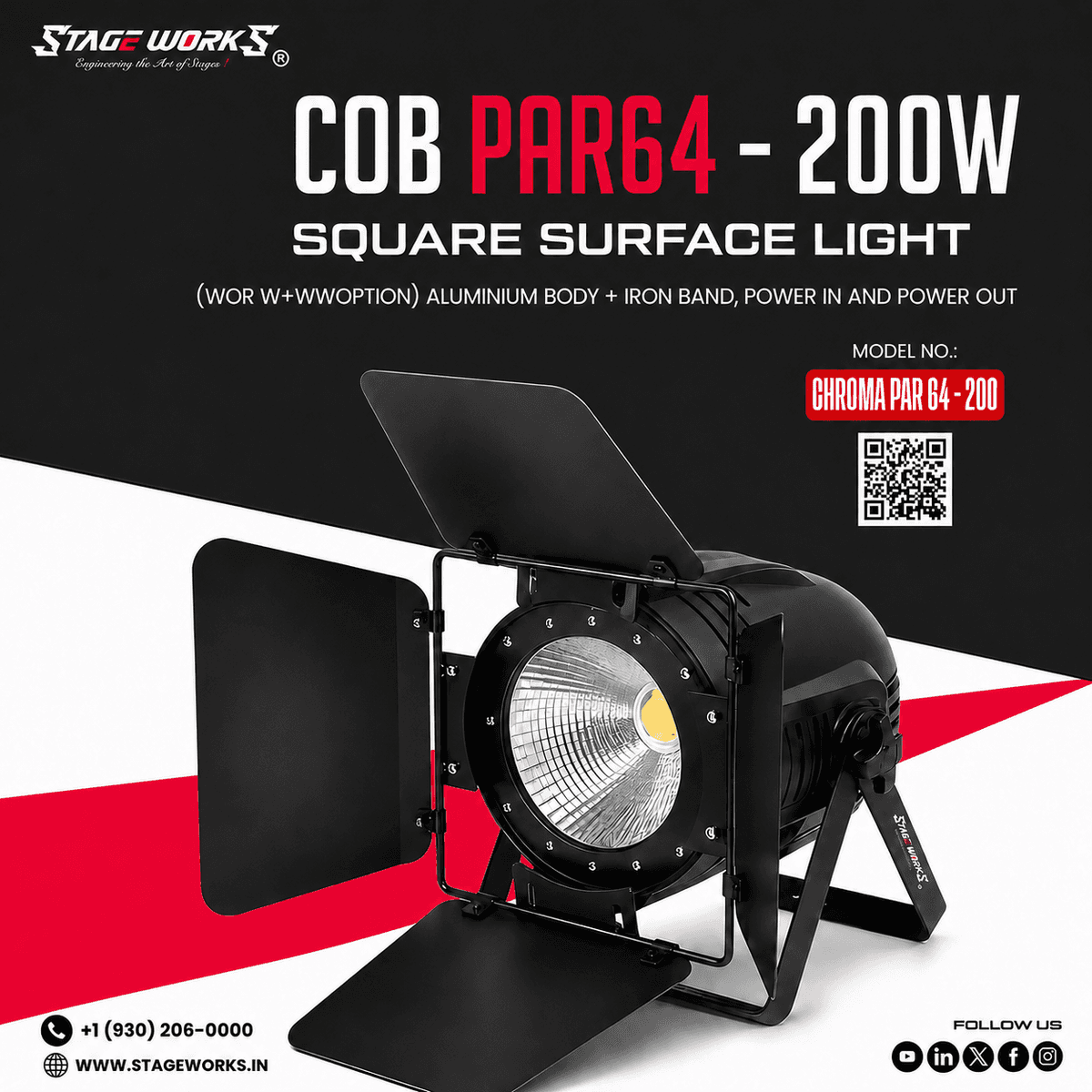 200W COB W/W Focusing Square surface light - (with bandoor) (Copy)