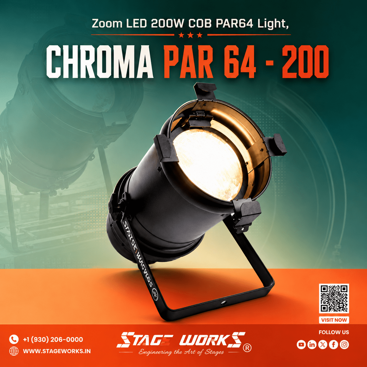 Zoom LED 200W COB PAR64 Light